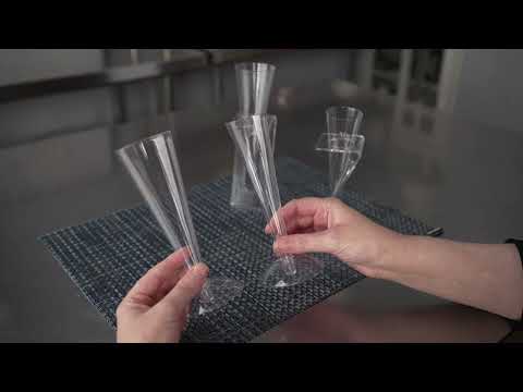 Restaurantware Bev Tek 4 Oz Clear Plastic Medium Champagne Flute - Stand Sold Separately - 5 1/2" X 2" X 2" - 100 Count Box