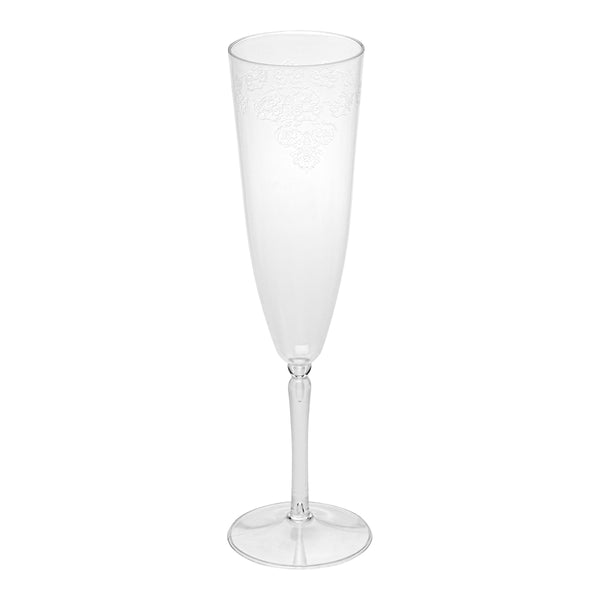 Restaurantware Bev Tek 4 Oz Clear Plastic Wedding Champagne Flute - 1-Piece - 2 1/4" X 2 1/4" X 7 1/2" - 100 Count Box
