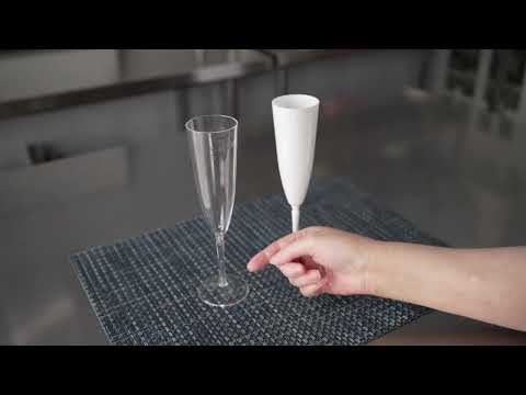 Restaurantware Bev Tek 4 Oz Clear Plastic Wedding Champagne Flute - 1-Piece - 2 1/4" X 2 1/4" X 7 1/2" - 100 Count Box