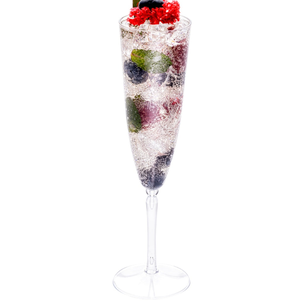 restaurantware Bev Tek 4 oz Clear Plastic Wedding Champagne Flute - 1-Piece - 2 1/4" x 2 1/4" x 7 1/2" - 100 count box