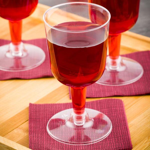 Restaurantware Bev Tek 4 Oz Round Clear Plastic Calice Wine Glass - 2 1/2" X 2 1/2" X 5" - 100 Count Box