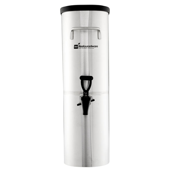 Restaurantware Bev Tek 5 Gal Silver 13/0 Stainless Steel Iced Tea Dispenser - 16 1/2" X 6 3/4" X 20 3/4" - 1 Count Box