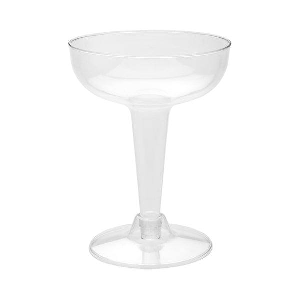 Restaurantware Bev Tek 5 Oz Round Clear Plastic Champagne Coupelle - 3 1/4" X 3 1/4" X 4 1/4" - 100 Count Box
