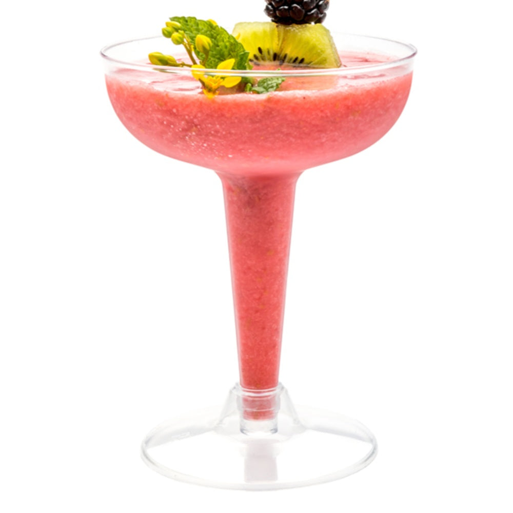 restaurantware Bev Tek 5 oz Round Clear Plastic Champagne Coupelle - 3 1/4" x 3 1/4" x 4 1/4" - 100 count box