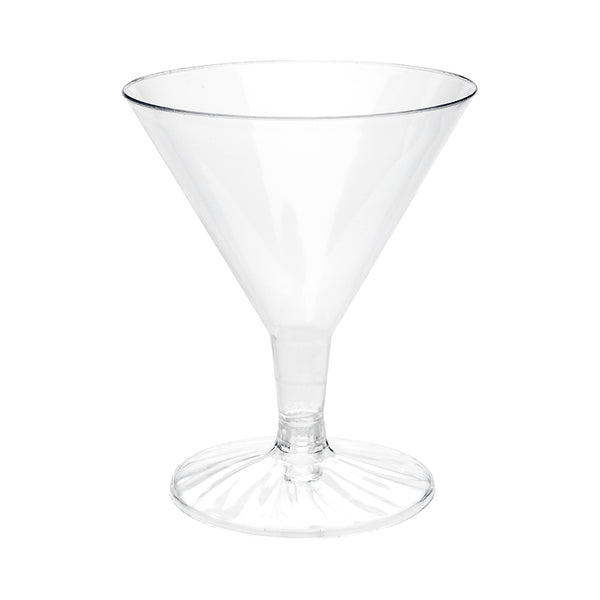 Restaurantware Bev Tek 5 Oz Round Clear Plastic Medium Martini Glass - 3 1/4" X 3 1/4" X 4" - 100 Count Box