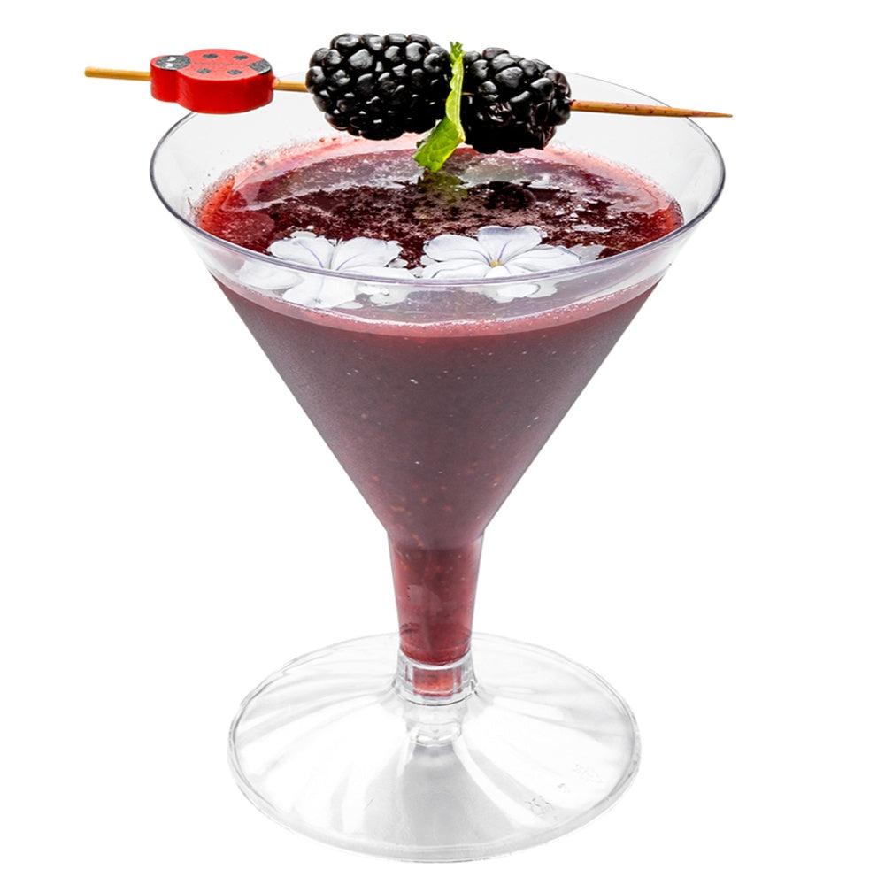 restaurantware Bev Tek 5 oz Round Clear Plastic Medium Martini Glass - 3 1/4" x 3 1/4" x 4" - 100 count box