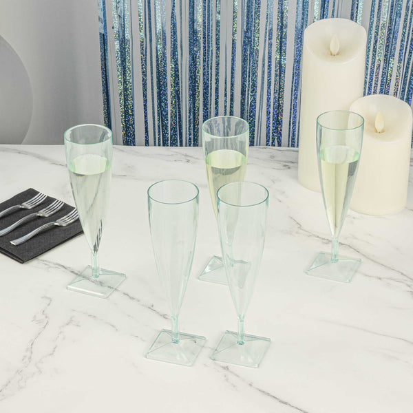 Restaurantware Bev Tek 5 Oz Seagreen Plastic Champagne Flute - 2" X 2" X 7" - 100 Count Box