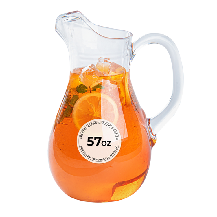restaurantware Bev Tek 57 oz Clear Polycarbonate Water Pitcher - 7" x 3 1/2" x 9 1/2" - 6 count box