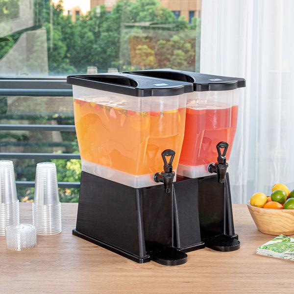 Restaurantware Bev Tek 6 Gal Black Double Beverage Dispenser - 16" X 16" X 21" - 1 Count Box