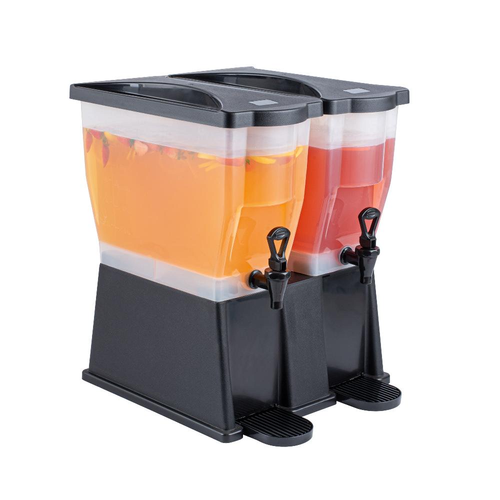 restaurantware Bev Tek 6 gal Black Double Beverage Dispenser - 16" x 16" x 21" - 1 count box