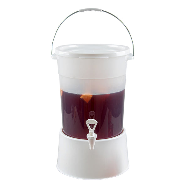 Restaurantware Bev Tek 6 Gal Round Clear Plastic Beverage Dispenser - 12 1/4" X 12 1/4" X 15" - 4 Count Box