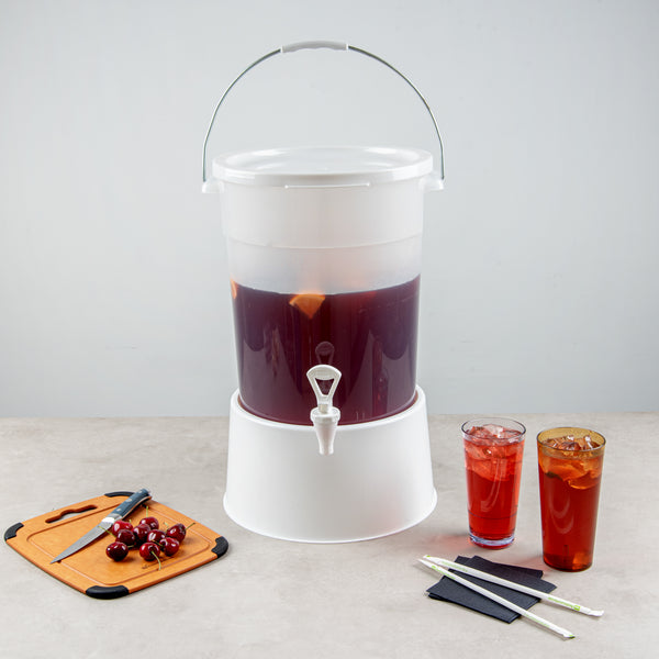 Restaurantware Bev Tek 6 Gal Round Clear Plastic Beverage Dispenser - 12 1/4" X 12 1/4" X 15" - 4 Count Box