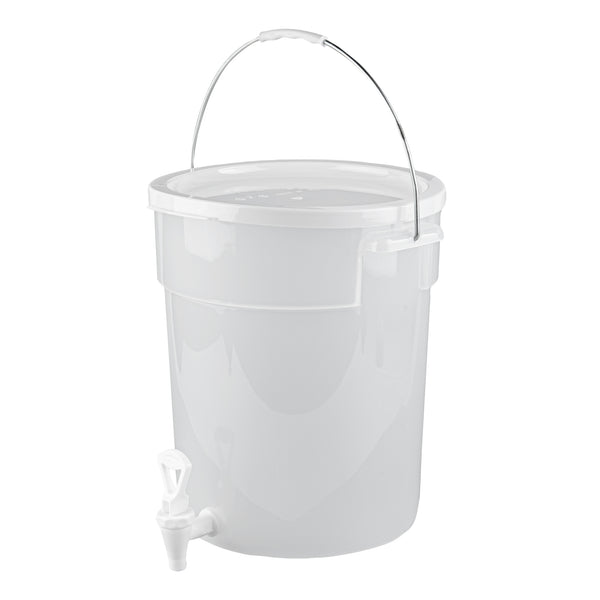 Restaurantware Bev Tek 6 Gal Round Clear Plastic Beverage Dispenser - 12 1/4" X 12 1/4" X 15" - 4 Count Box