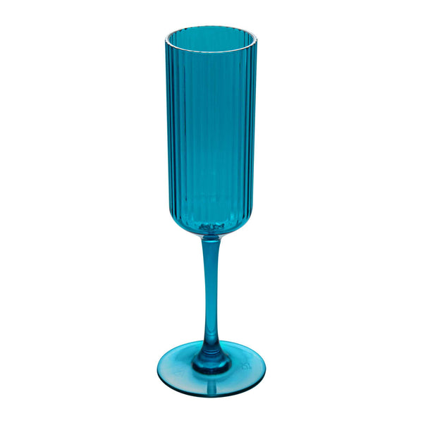 Restaurantware Bev Tek 6 Oz Blue SAN Plastic Champagne Flute - 48 Count Box