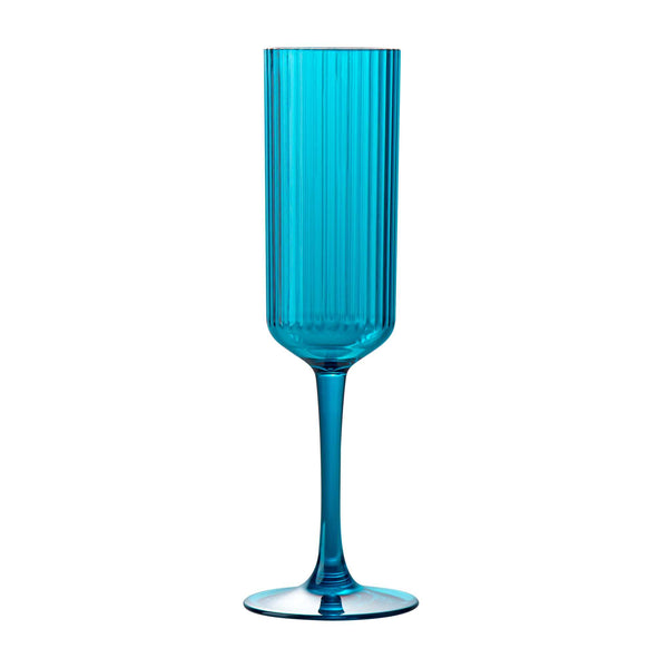 Restaurantware Bev Tek 6 Oz Blue SAN Plastic Champagne Flute - 48 Count Box