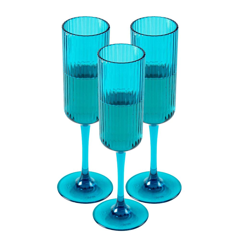 restaurantware Bev Tek 6 oz Blue SAN Plastic Champagne Flute - 48 count box