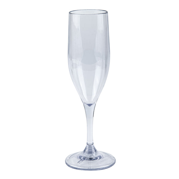Restaurantware Bev Tek 6 Oz Clear SAN Plastic Champagne Flute - 2" X 2" X 8" - 50 Count Box