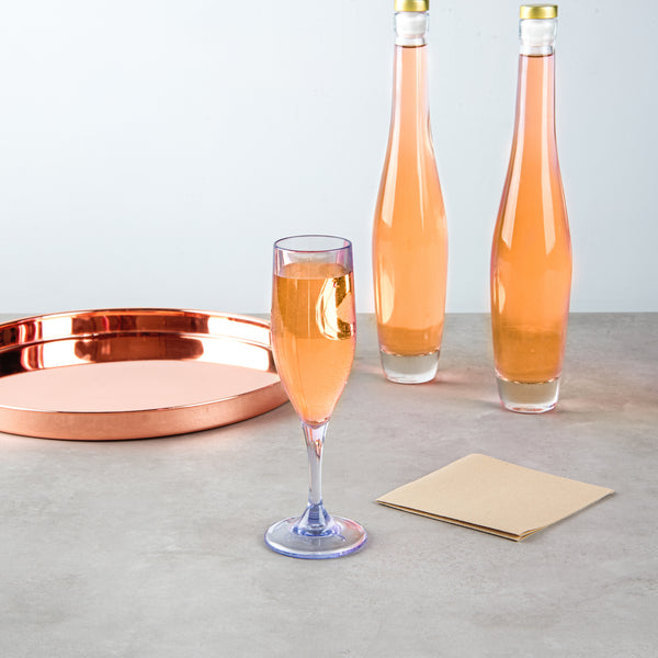 Restaurantware Bev Tek 6 Oz Clear SAN Plastic Champagne Flute - 2" X 2" X 8" - 50 Count Box