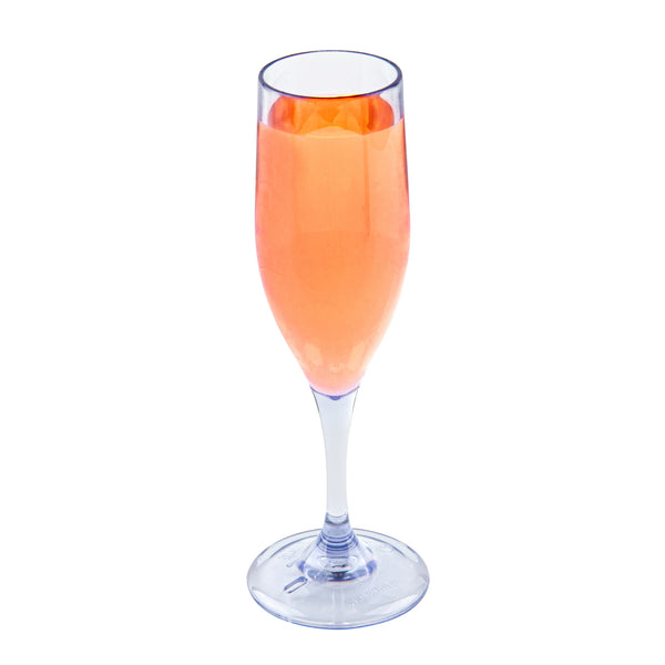 Restaurantware Bev Tek 6 Oz Clear SAN Plastic Champagne Flute - 2" X 2" X 8" - 50 Count Box