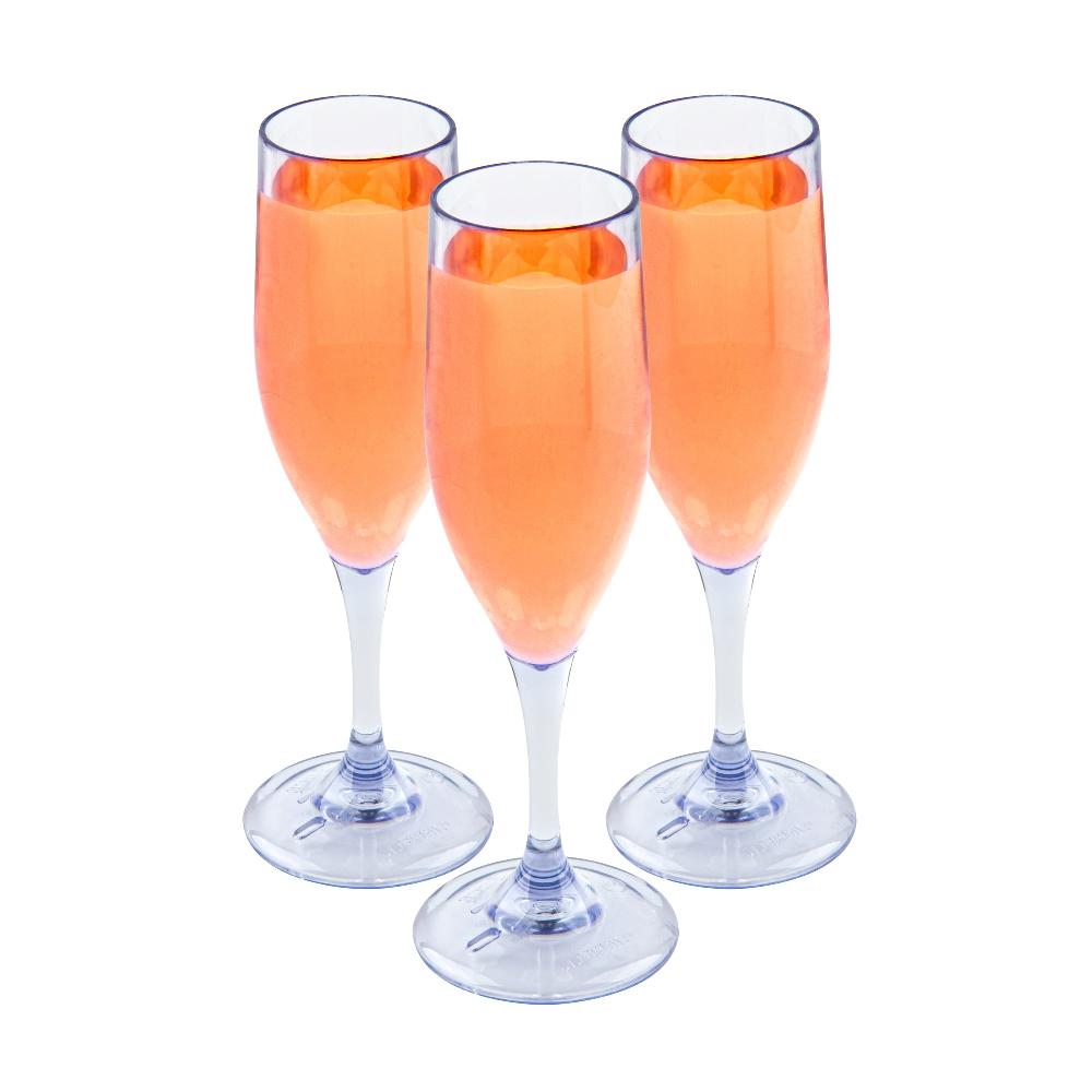 restaurantware Bev Tek 6 oz Clear SAN Plastic Champagne Flute - 2" x 2" x 8" - 50 count box