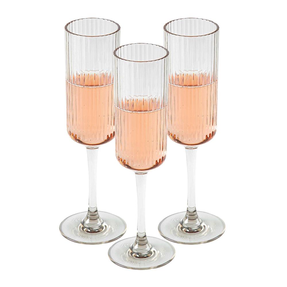restaurantware Bev Tek 6 oz Clear SAN Plastic Champagne Flute - 48 count box