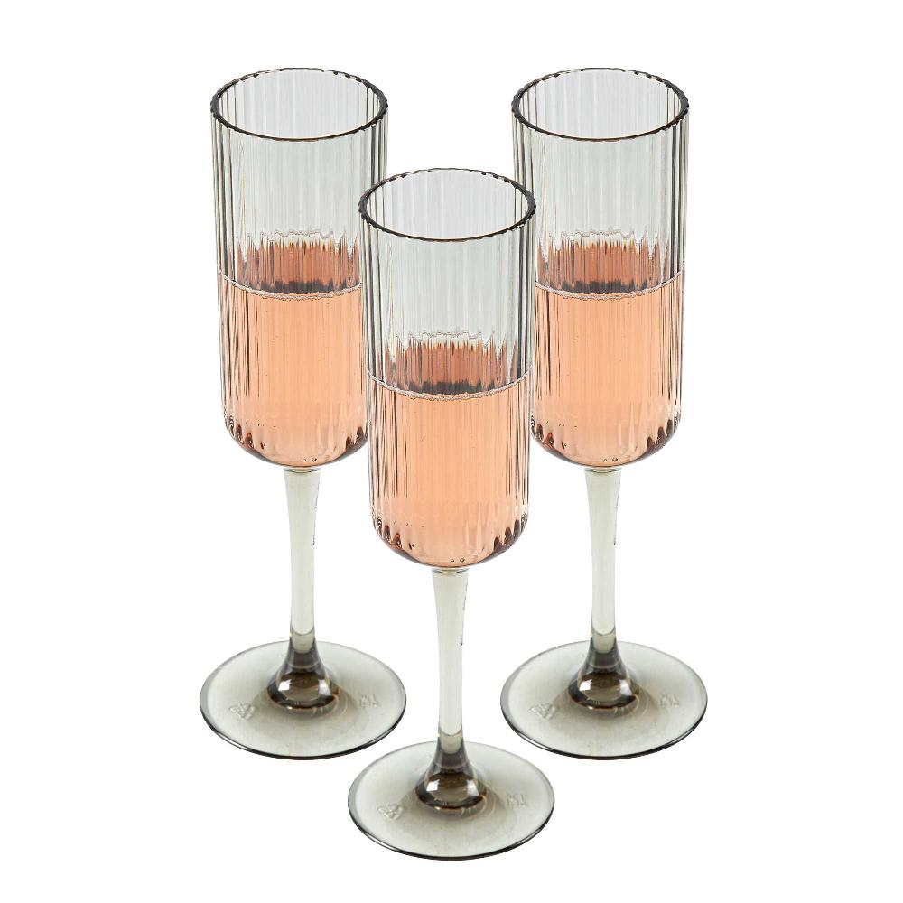 restaurantware Bev Tek 6 oz Gray SAN Plastic Champagne Flute - 48 count box