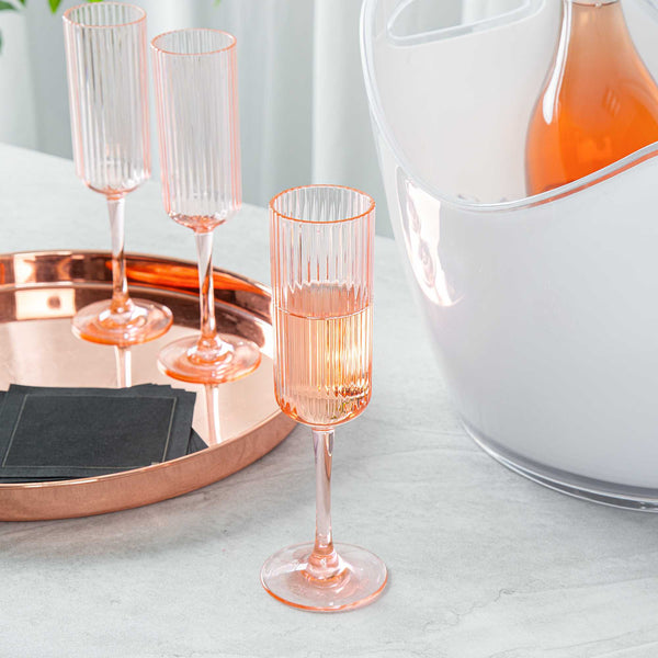 Restaurantware Bev Tek 6 Oz Pink SAN Plastic Champagne Flute - 48 Count Box