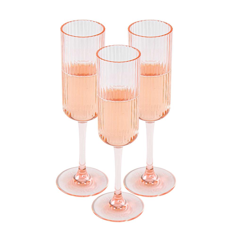 restaurantware Bev Tek 6 oz Pink SAN Plastic Champagne Flute - 48 count box
