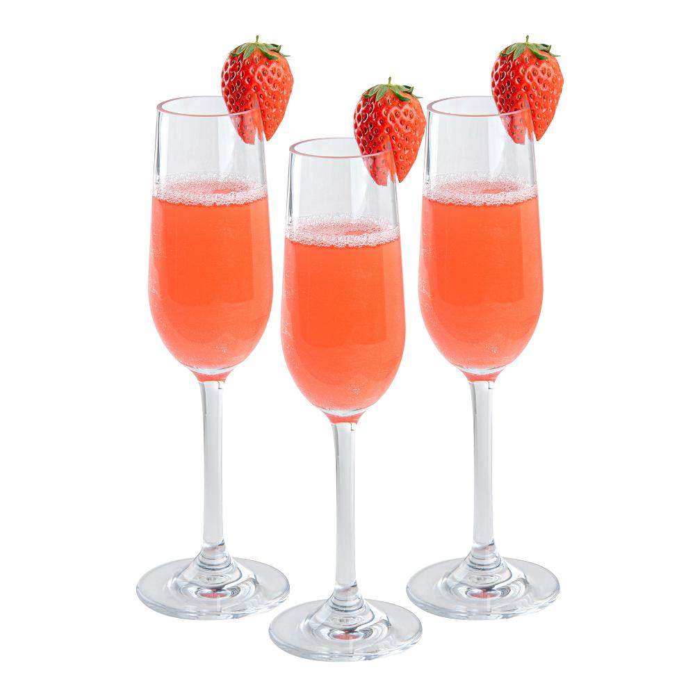restaurantware Bev Tek 6 oz Polycarbonate Champagne Flute - 2 3/4" x 2 3/4" x 8 3/4" - 48 count box