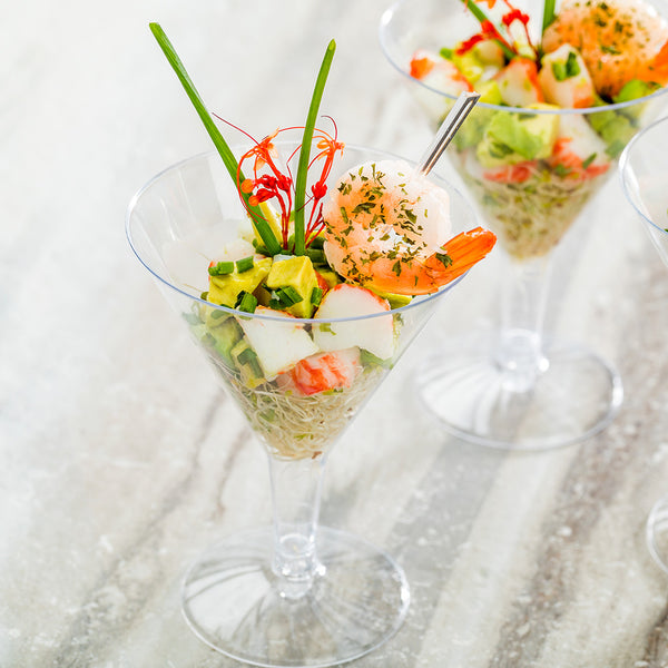 Restaurantware Bev Tek 8 Oz Clear Plastic Martini Glass - 3 1/4" X 3 1/4" X 5" - 100 Count Box