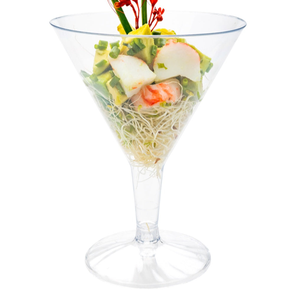 restaurantware Bev Tek 8 oz Clear Plastic Martini Glass - 3 1/4" x 3 1/4" x 5" - 100 count box