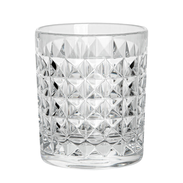 Restaurantware Bev Tek 9 Oz Polycarbonate Old Fashioned Glass - Cut Crystal Design - 3 1/4" X 3 1/4" X 3 3/4" - 48 Count Box