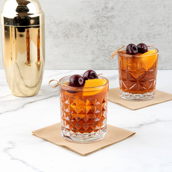 Restaurantware Bev Tek 9 Oz Polycarbonate Old Fashioned Glass - Cut Crystal Design - 3 1/4" X 3 1/4" X 3 3/4" - 48 Count Box
