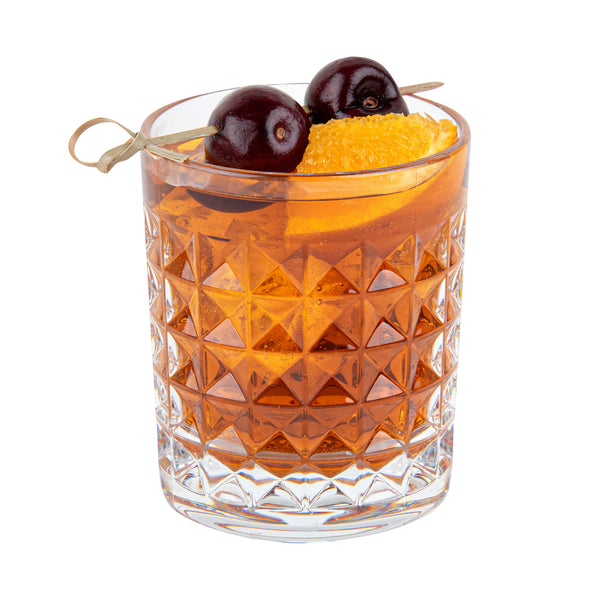 Restaurantware Bev Tek 9 Oz Polycarbonate Old Fashioned Glass - Cut Crystal Design - 3 1/4" X 3 1/4" X 3 3/4" - 48 Count Box