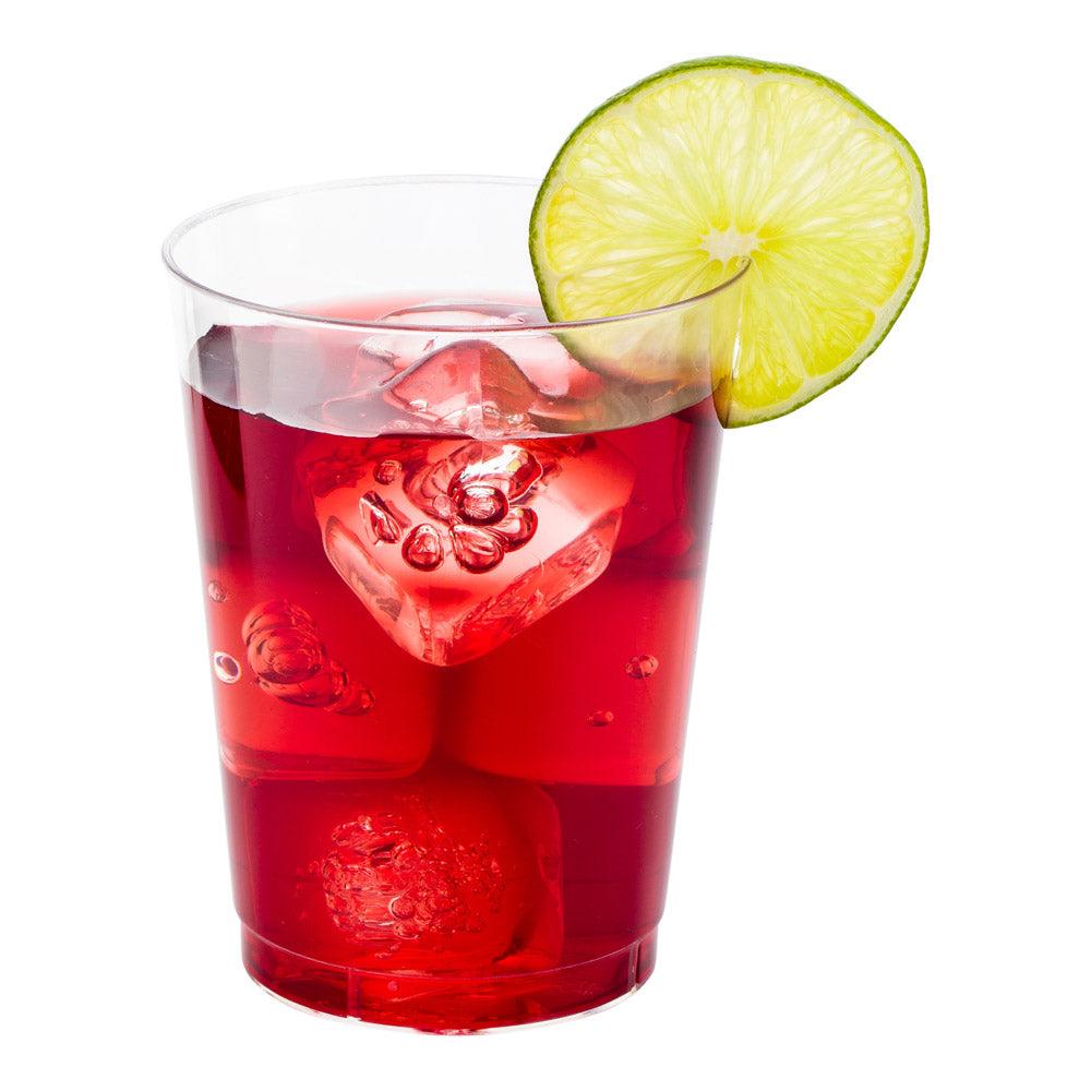 restaurantware Bev Tek 9 oz Round Clear Plastic Bevanda Glass - 3" x 3" x 3 3/4" - 100 count box