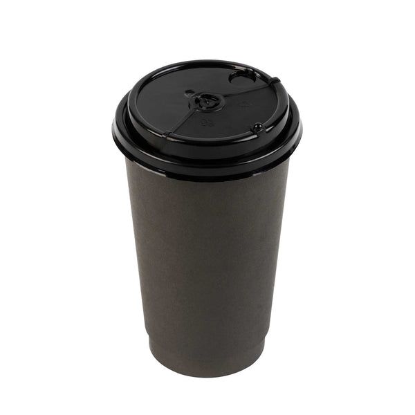 Restaurantware Bev Tek Black Plastic 2-in-1 Straw Or Sip Coffee Cup Lid - Fits 8 12 16 And 20 Oz - 100 Count Box