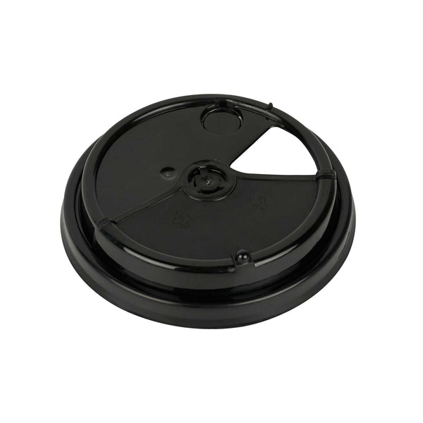 Restaurantware Bev Tek Black Plastic 2-in-1 Straw Or Sip Coffee Cup Lid - Fits 8 12 16 And 20 Oz - 100 Count Box