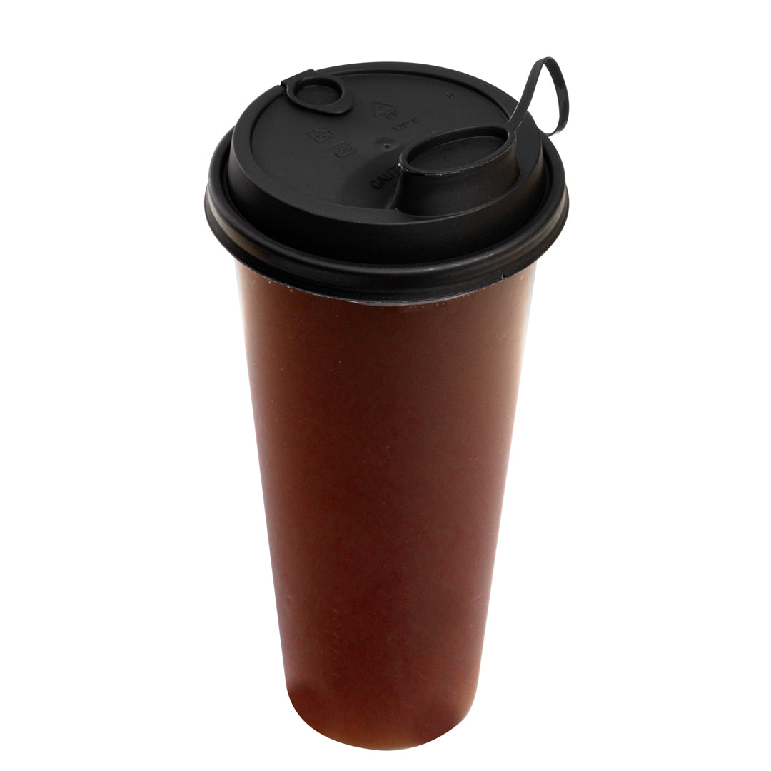 restaurantware Bev Tek Black Plastic 2-in-1 Straw or Sippy Cup Lid - with Two Plugs Fits 12 16 and 24 oz - 500 count box