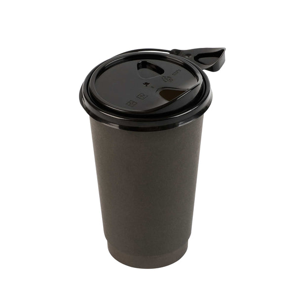 Restaurantware Bev Tek Black Plastic Pop Lock Coffee Cup Lid - Fits 8 12 16 And 20 Oz - 100 Count Box