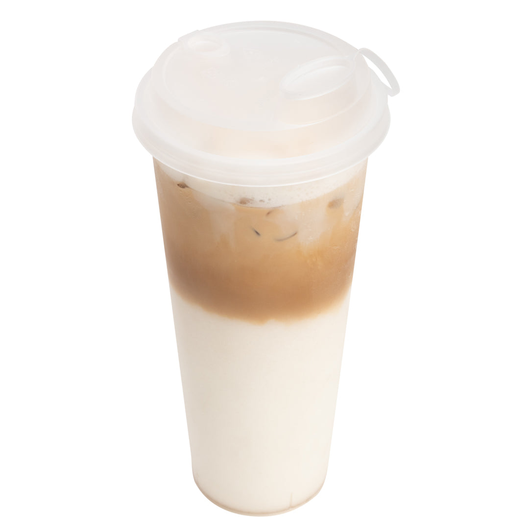 restaurantware Bev Tek Clear Plastic 2-in-1 Straw or Sippy Cup Lid - with Two Plugs Fits 12 16 and 24 oz - 500 count box