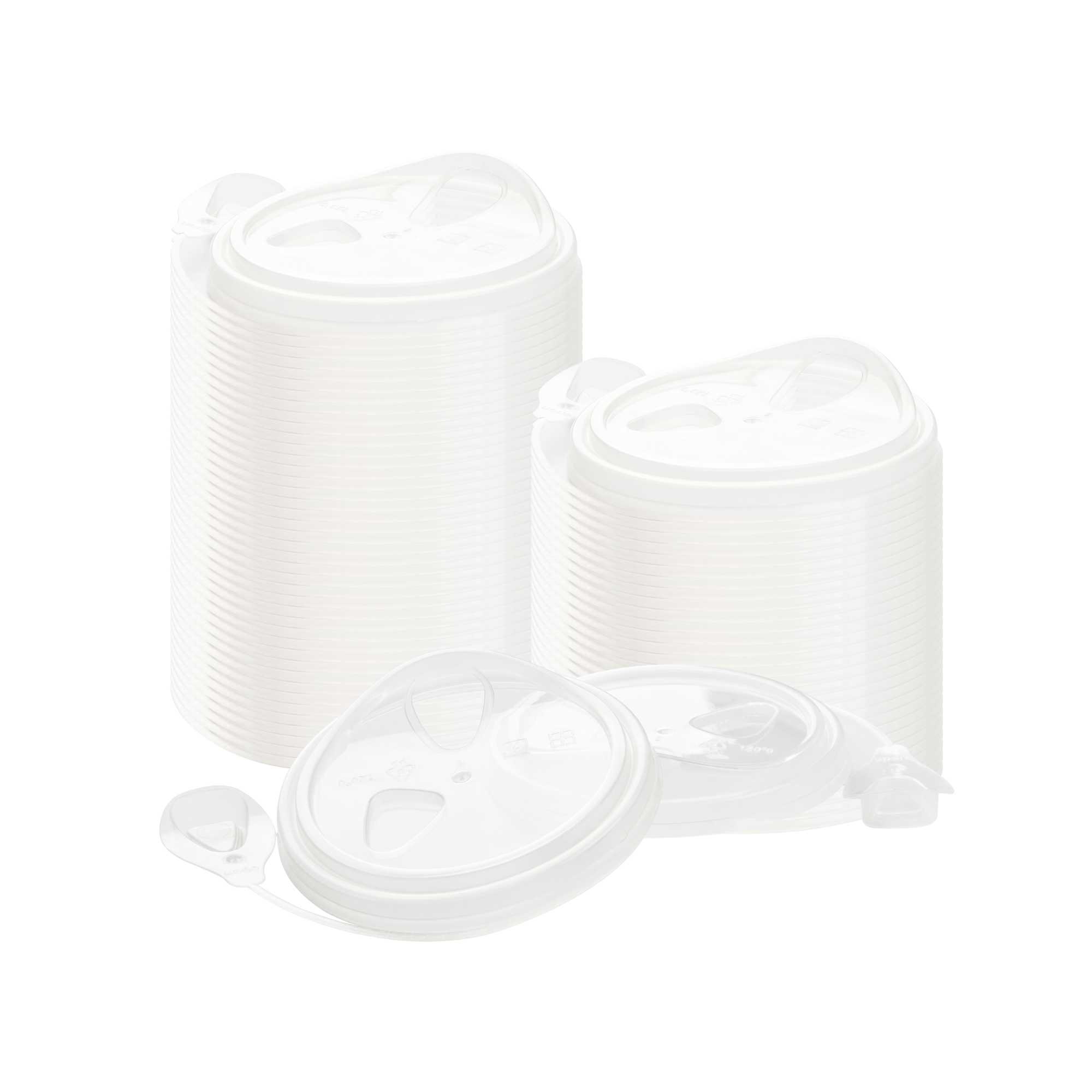 restaurantware Bev Tek Clear Plastic Pop Lock Hot / Cold Drinking Cup Lid - Fits 12 16 and 24 oz - 100 count box
