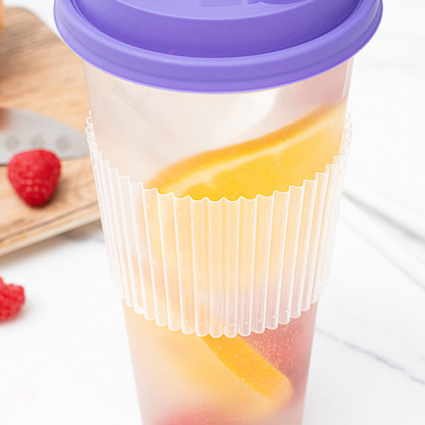 Restaurantware Bev Tek Clear Plastic Ripple Hot / Cold Cup Sleeve - Fits 12 16 And 24 Oz - 1000 Count Box