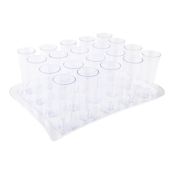 Restaurantware Bev Tek Clear Plastic Serving Tray - 14 1/2" X 10 1/2" X 1" - For 5 Oz Round Tall Cocktail Glass - 5 Count Box