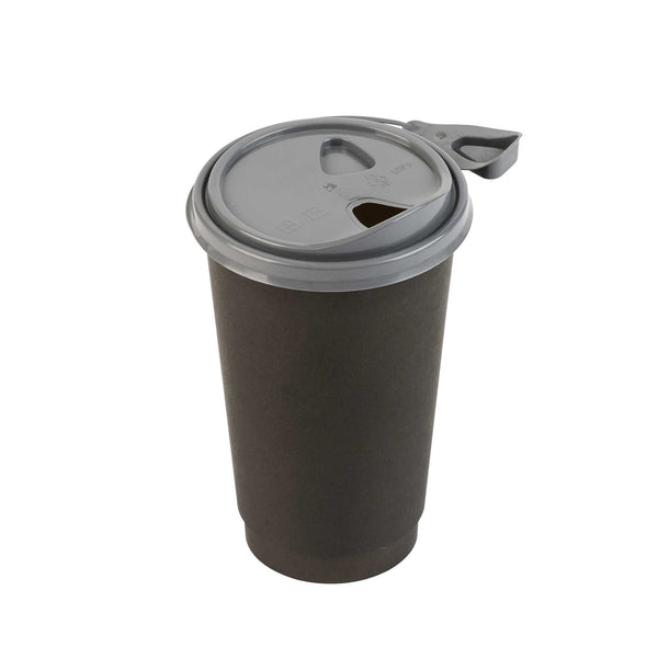 Restaurantware Bev Tek Gray Plastic Pop Lock Coffee Cup Lid - Fits 8 12 16 And 20 Oz - 100 Count Box