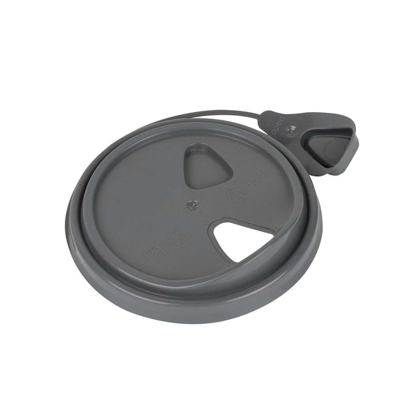 Restaurantware Bev Tek Gray Plastic Pop Lock Coffee Cup Lid - Fits 8 12 16 And 20 Oz - 100 Count Box