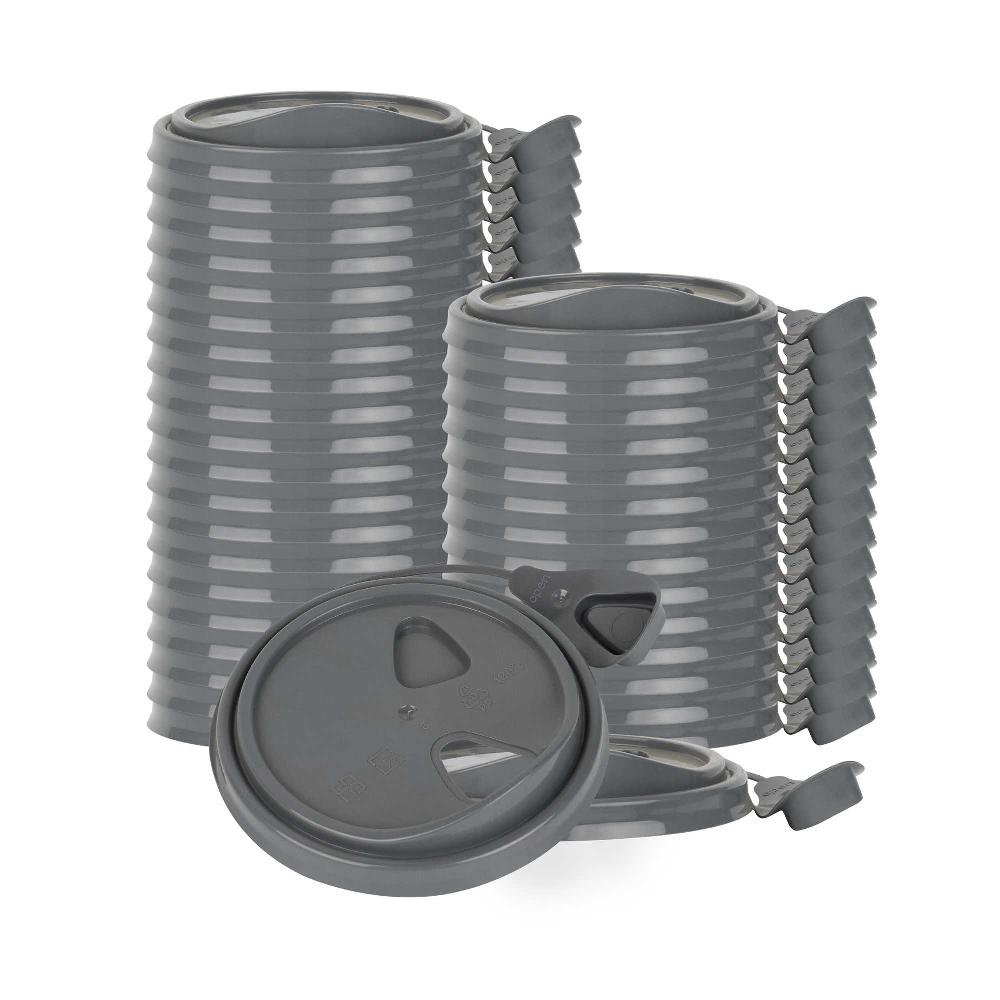 restaurantware Bev Tek Gray Plastic Pop Lock Coffee Cup Lid - Fits 8 12 16 and 20 oz - 100 count box