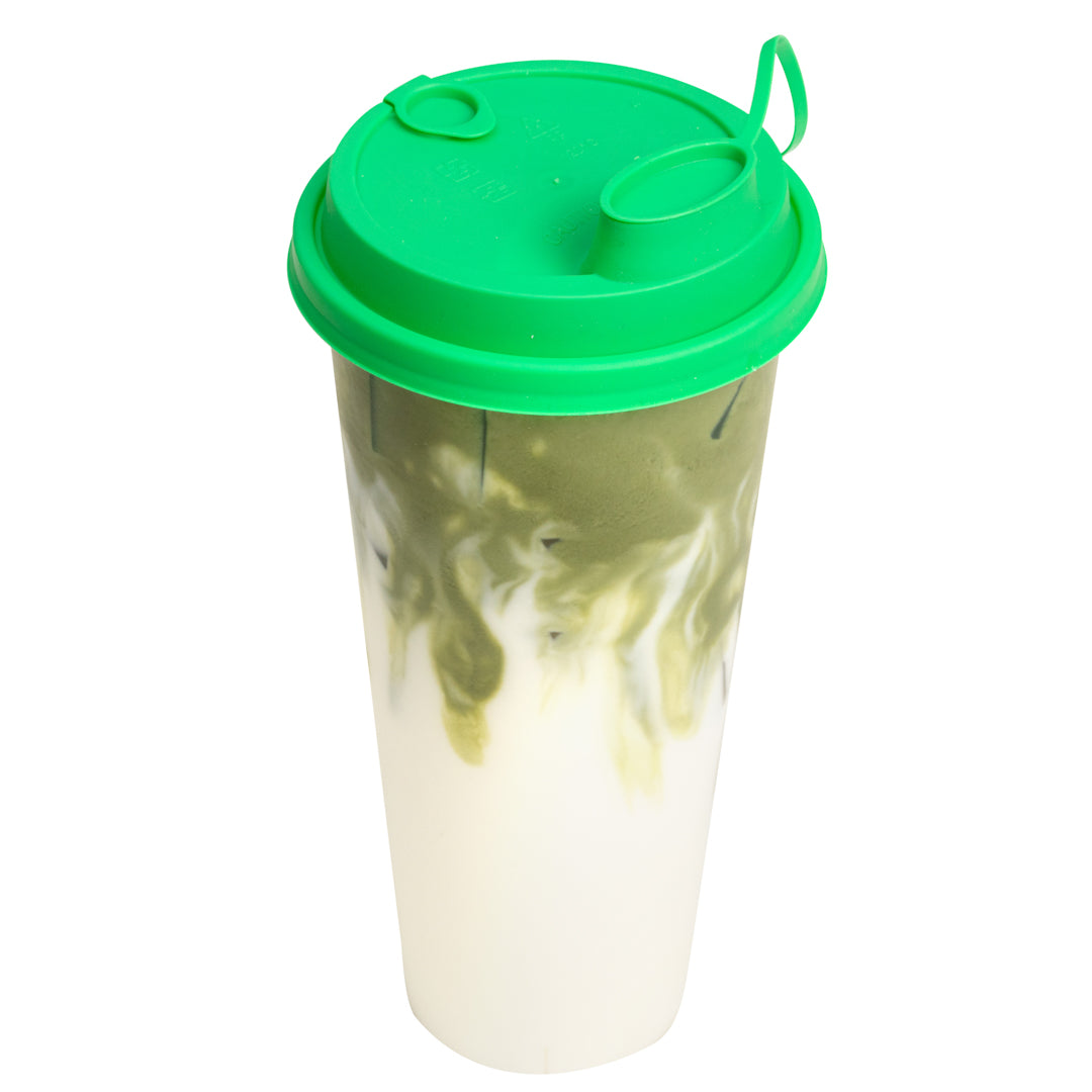 restaurantware Bev Tek Green Plastic 2-in-1 Straw or Sippy Cup Lid - with Two Plugs Fits 12 16 and 24 oz - 500 count box