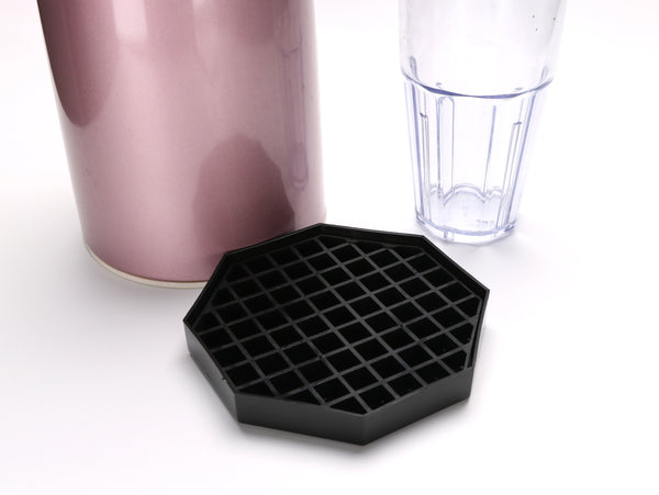 Restaurantware Bev Tek Octagon Black Plastic Drip Tray - With Removable Grate - 5" - 10 Count Box