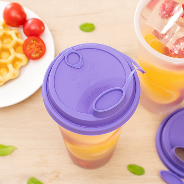 Restaurantware Bev Tek Purple Plastic 2-in-1 Straw Or Sippy Cup Lid - With Two Plugs Fits 12 16 And 24 Oz - 500 Count Box