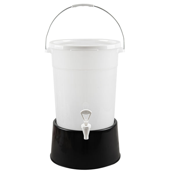 Restaurantware Bev Tek Round Black Plastic Beverage Dispenser Base - For 3 And 6 Gal Dispenser - 10 1/2" X 10 1/2" X 6 1/2" - 4 Count Box